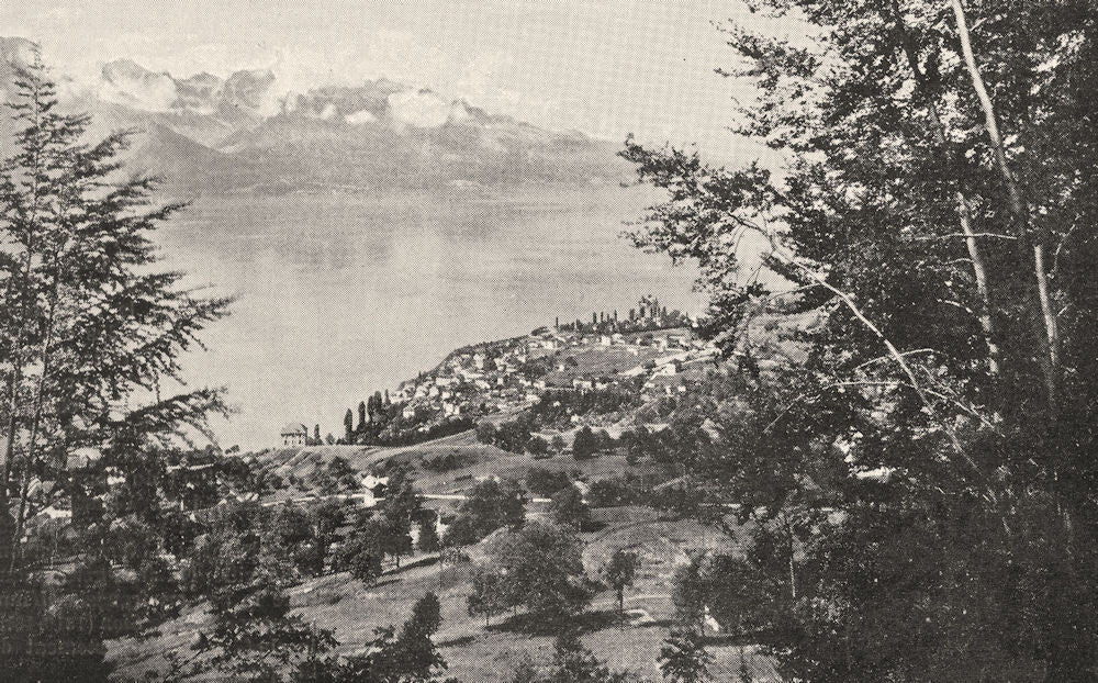 SWITZERLAND. Clarens, Sur les Bords du Léman 1900 old antique print picture